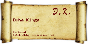 Duha Kinga névjegykártya